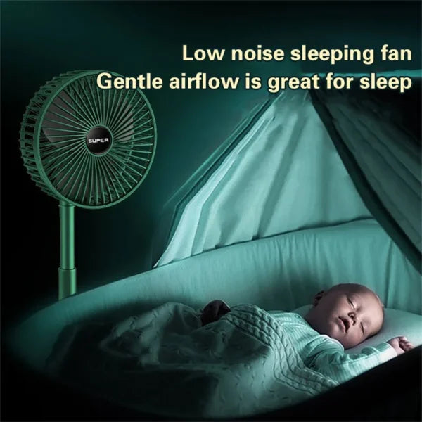 Telescopic Folding Fan For Summer Silent Desktop Direct Electric Fan For Office, Bedroom & School. (Random Color)